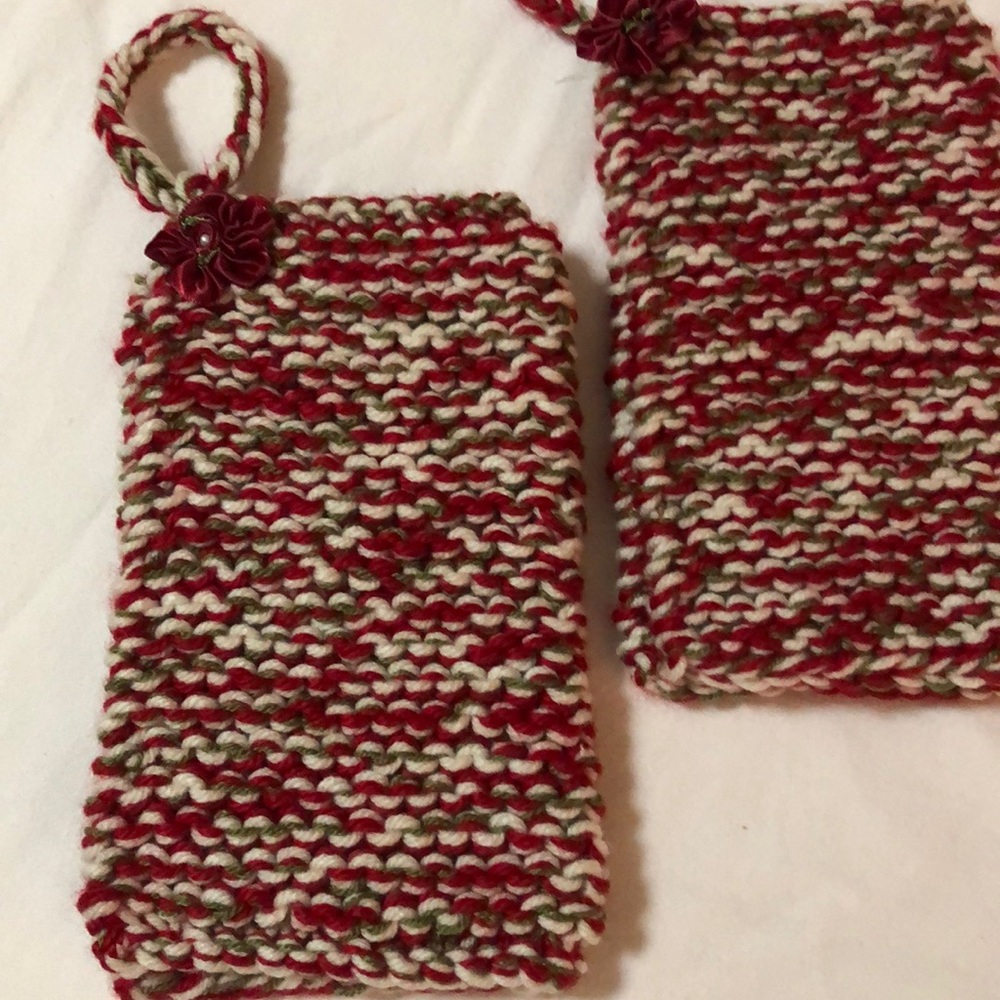 Brand New Hand Knitted Two (2) Holiday Potholders.